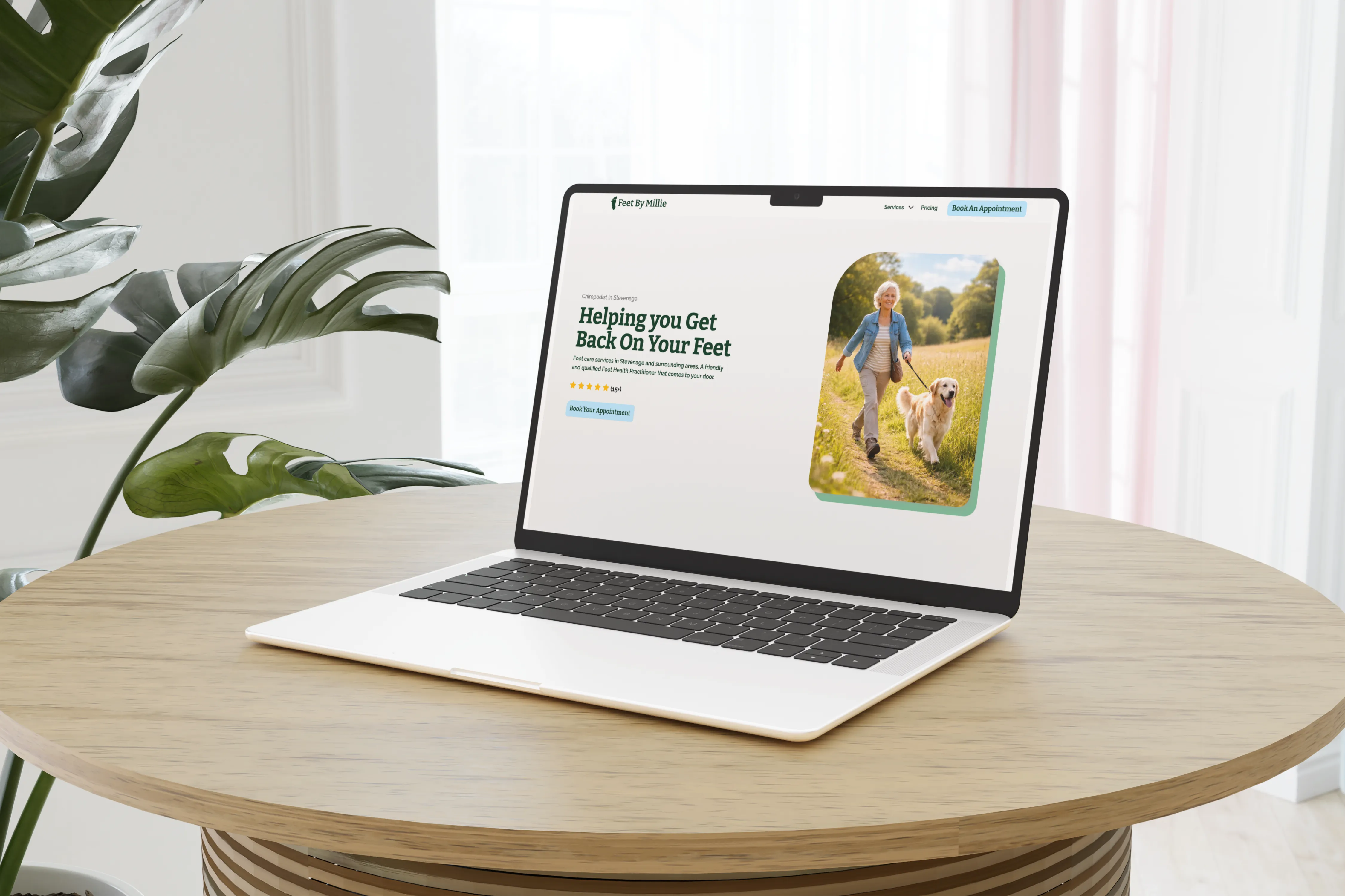 A Macbook displaying a window cleaning website